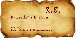 Krizsán Britta névjegykártya